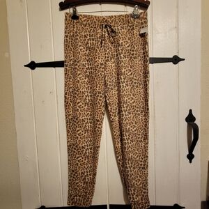 Jenni Intimates Womens Casual Pants Lounge Leopard Print Soft Cozy Size Medium